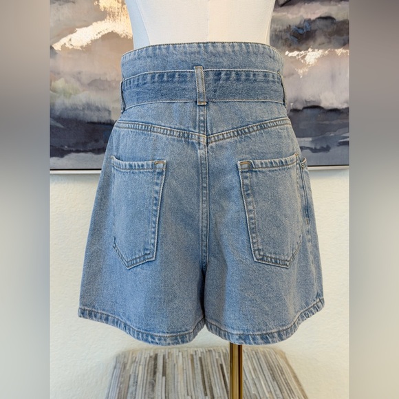 NWT Zara Women's High Rise Light Blue Denim Shorts - Picture 4 of 11